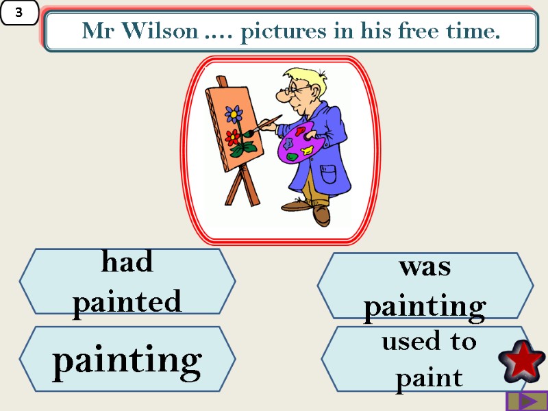 3 Mr Wilson .… pictures in his free time.  had painted painting used